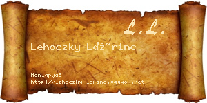 Lehoczky Lőrinc névjegykártya